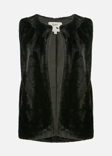 Yumi Faux Fur Gilet in Black