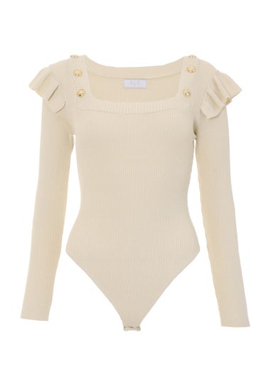 Quiz Natural Knitted Long Sleeve Bodysuit
