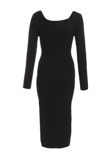 Quiz Black Knit Long Sleeve Midi Dress