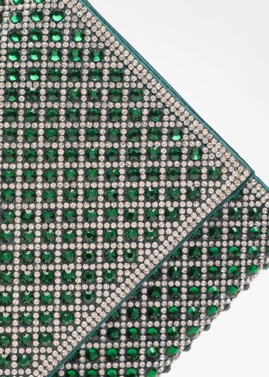 Quiz Green Diamante Embellished Clutch Bag