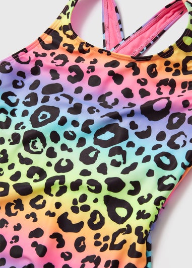 Girls Multicolour Leopard Swimsuit (6-13yrs)