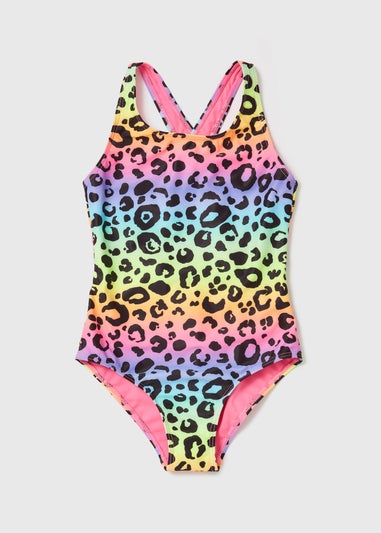 Girls Multicolour Leopard Swimsuit (6-13yrs)