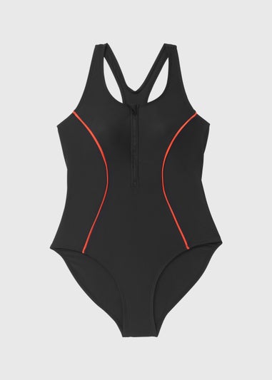 Souluxe Black Zip Sports Swimsuit