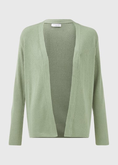 Khaki Soft Touch Ribbed Cardigan