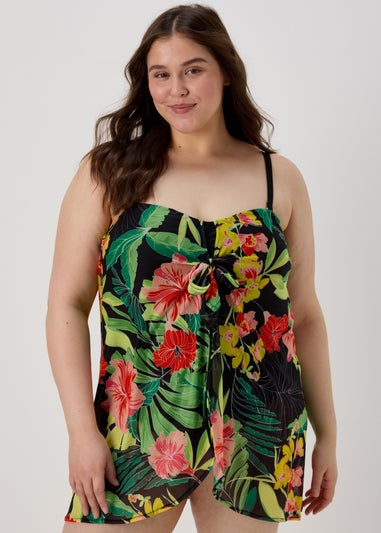 Multicoloured Palm Mesh Swimdress