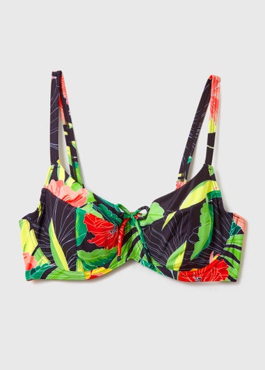 DD+ Multicoloured Floral Print Bikini Top