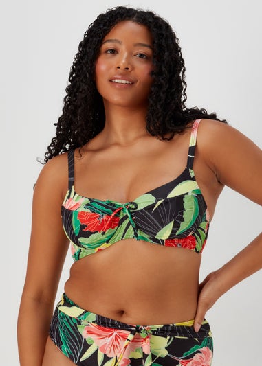 DD+ Multicoloured Floral Print Bikini Top
