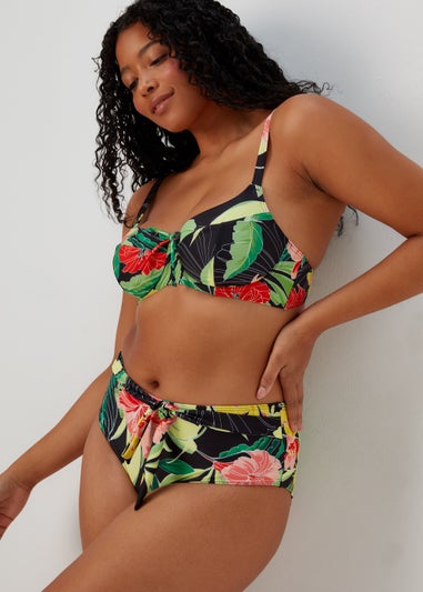 DD+ Multicoloured Floral Print Bikini Top
