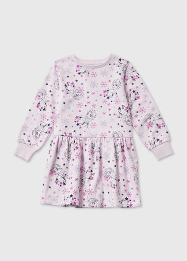 Kids Lilac Elsa Print Sweatshirt Dress (4-9yrs)