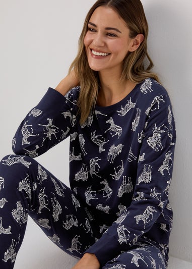 Navy Animal Long Sleeve Pyjama Set