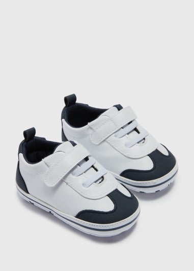 Baby Navy & White Retro Trainers (Newborn-18mths)