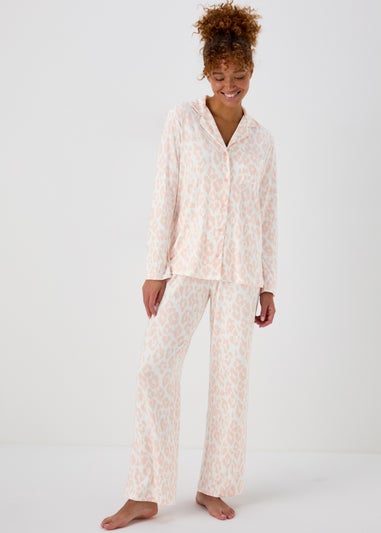 Pink Animal Print Traditional Button Up Pyjamas