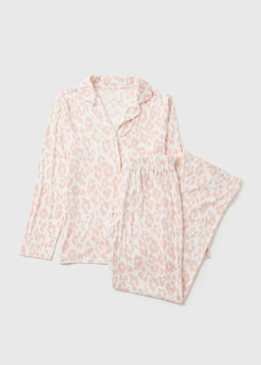 Pink Animal Print Traditional Button Up Pyjamas