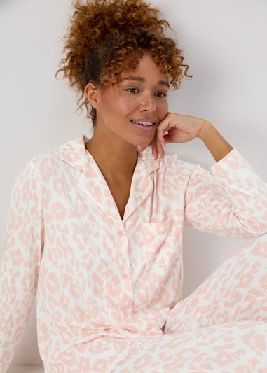 Pink Animal Print Traditional Button Up Pyjamas