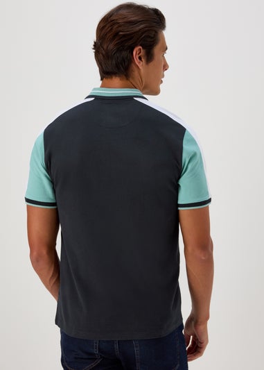 Black Polo With Turquoise Sleeves