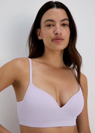 2 Pack Lilac & White Mould Ribbed Bras