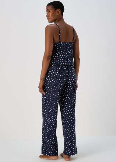 Navy Mono Heart Print Pyjama Bottoms