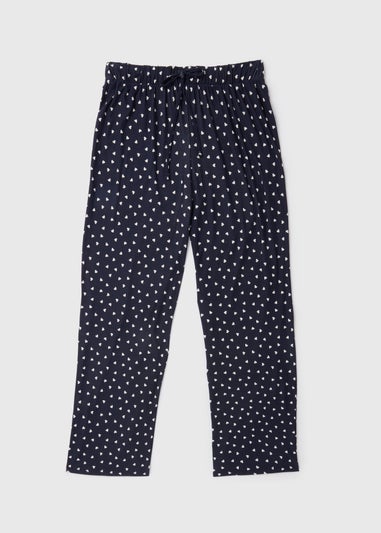 Navy Mono Heart Print Pyjama Bottoms - Matalan