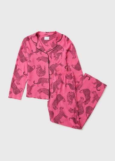 Pink Animal Print Traditional Button Up Pyjamas