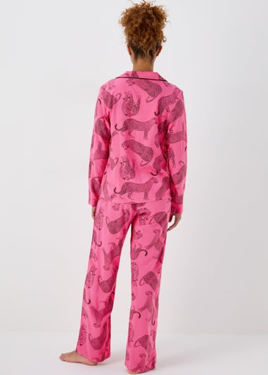 Pink Animal Print Traditional Button Up Pyjamas