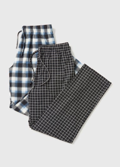 2 Pack Fleece Check Pyjama Bottoms