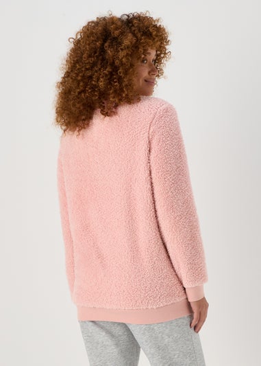 Pink Fleece Half Zip Lounge Top