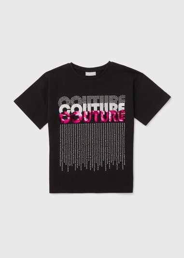 Black Couture Sequin T-Shirt