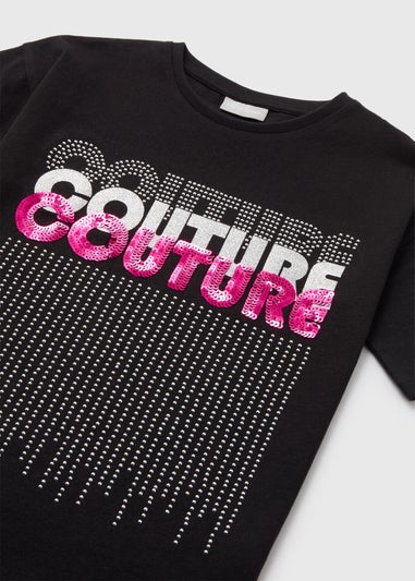 Black Couture Sequin T-Shirt