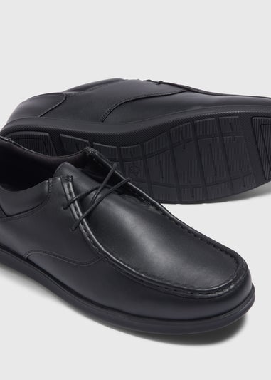 Black Apron Lace-Up Derby Shoes