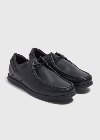 Black Apron Lace-Up Derby Shoes