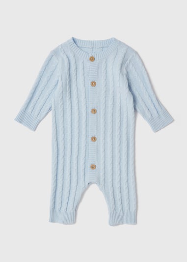 Baby Blue Knitted Romper (Newborn-23mths)