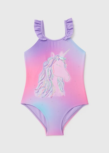 Girls Pink Unicorn Swimsuit (6-13yrs)