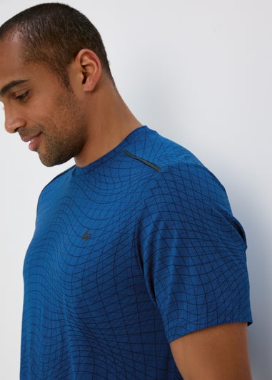 Souluxe Blue Grid Geo Print T-Shirt