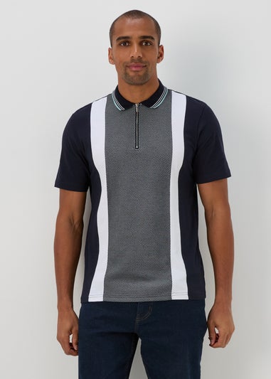 Navy Front Panel Smart Polo Shirt