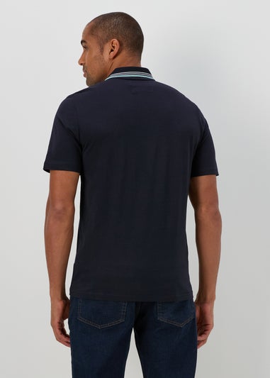 Navy Front Panel Smart Polo Shirt