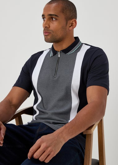 Navy Front Panel Smart Polo Shirt