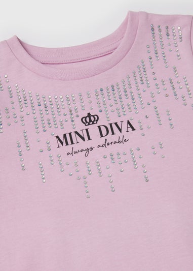 Girls Lilac Mini Diva T-Shirt & Leggings Set