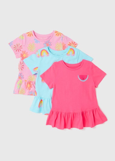 3 Pack Girls Pink Holiday Shop Tops (1-7yrs)