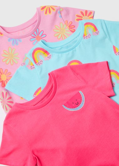3 Pack Girls Pink Holiday Shop Tops (1-7yrs)