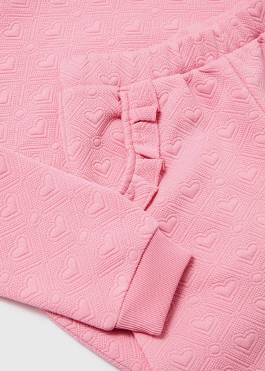 Girls Pink Jacquard Sweatshirt And Joggers Set (1-7yrs)