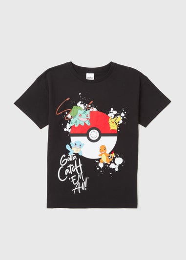 Kids Black Pokémon Print T-Shirt (5-12yrs)