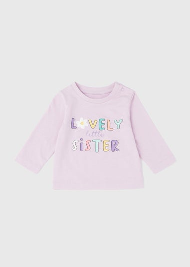 Baby Lilac Little Sister Long Sleeve T-Shirt (Newborn-23mths)