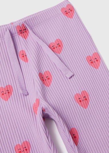 Girls Purple Heart Leggings (1-7yrs)