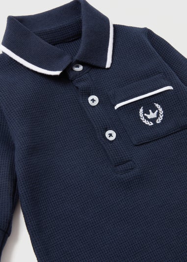 Baby Navy Romper Polo Shirt (Newborn-18mths)