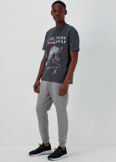 US Athletic Light Grey Two Tone Bonded Joggers