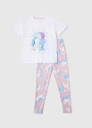 Girls Lilac Unicorn Pyjama Set (4-13yrs)