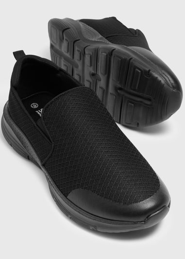 Black Mesh Slip On Trainers