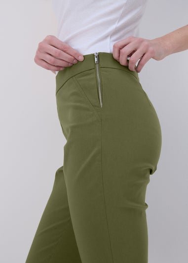 Khaki Bengaline Crop Trousers