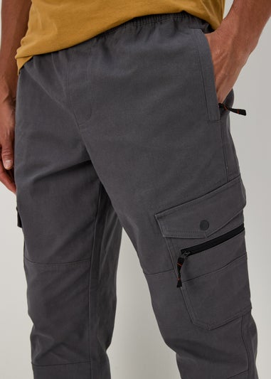 Grey Utility Canvas Cargo Trousers
