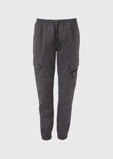 Grey Utility Canvas Cargo Trousers